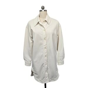 COS Oversized Button Front Long Sleeve Shirt Dress Cream Size Small Lagenlook